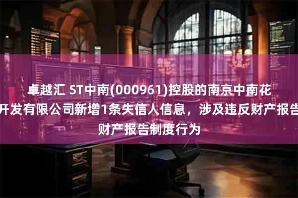 卓越汇 ST中南(000961)控股的南京中南花城房地产开发有限公司新增1条失信人信息，涉及违反财产报告制度行为