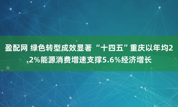 盈配网 绿色转型成效显著 “十四五”重庆以年均2.2%能源消费增速支撑5.6%经济增长